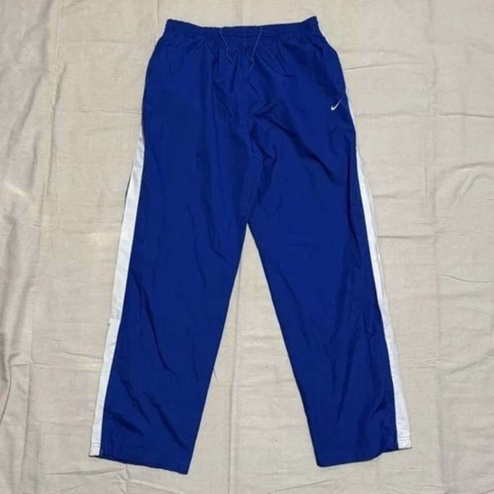 Nike Track Pants Nylon Blue Men's Size‎ XL Fleece Lined Drawstring